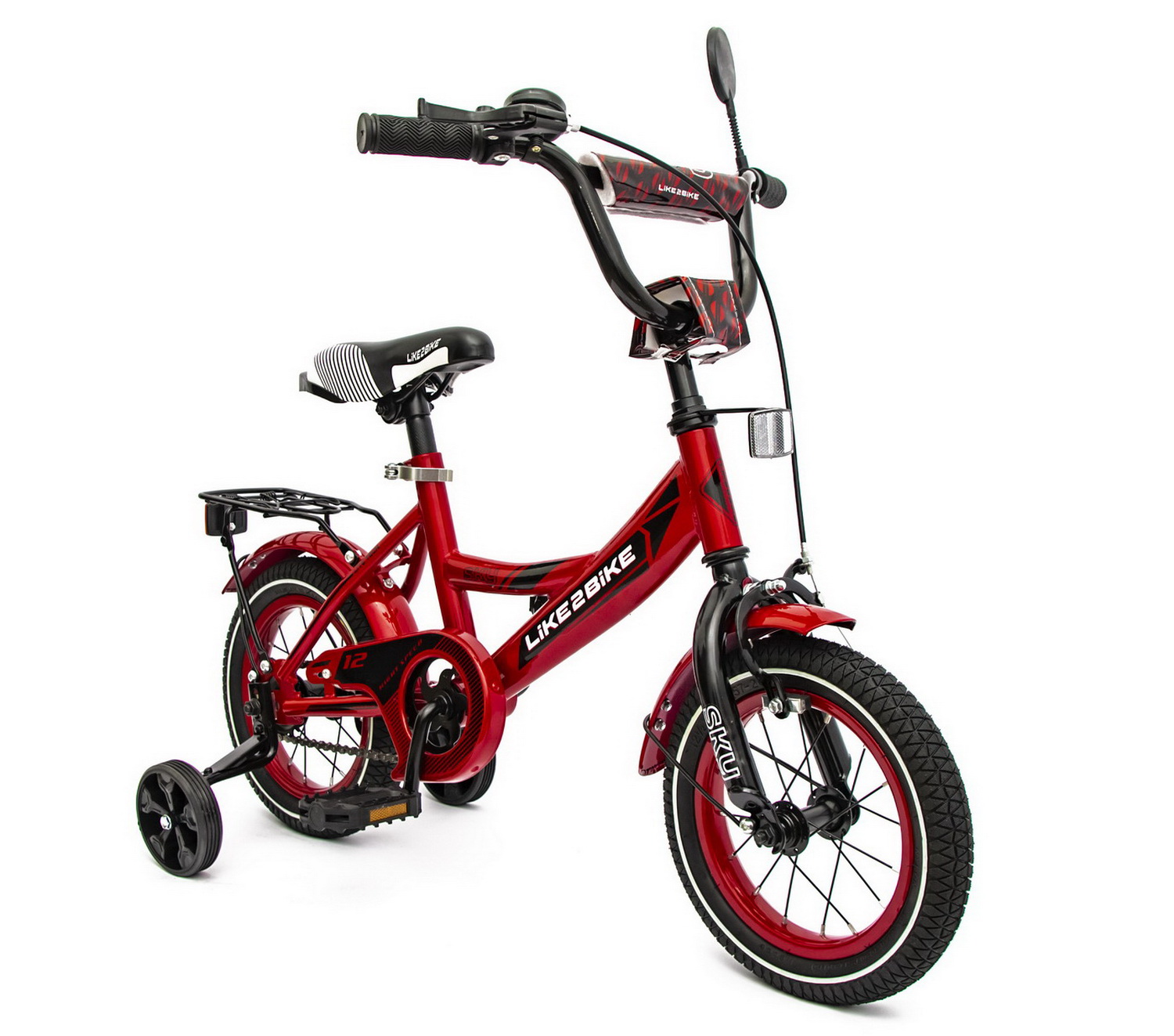 Велосипед детский 2-х колес.12'' Like2bike Sky, бордовый, арт. 211203 